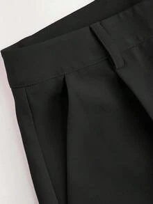 Celana Panjang Setelan Desain Sederhana dengan Potongan Draping, Celana Kasual Lurus Terbaru Gaya Eropa & Amerika, Celana Panjang Lebar Sepanjang Musim Semi Hitam, Gaya Kantor Musim Gugur - Hitam - View 7