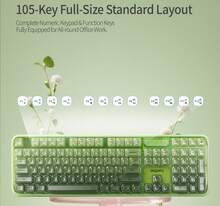 MOFii 708 Wired Keyboard, Semi-Transparent Crystal Keycaps RGB Backlit Membrane Keyboard, Full Size 105 Keys With Numeric Keypad, Ergonomic USB-C Wired Plug And Play, For Desktop Laptop PC Home Office - View 9