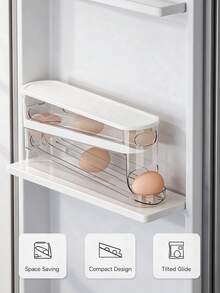 1pc Egg Storage Box, Double-Layer Sliding Egg Fresh-Keeping Box, Can Hold 12-14 Eggs, Plastic Material. Refrigerator Storage Rack, Kitchen Egg Tray, Washable, Portable, Can Be Used In Home Kitchen And Outdoor BBQ. Kitchen Accessories, Kitchen Storage, Kitchen Tools, Storage And Organization Tools, Kitchen Supplies - Multicolor - View 6