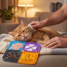 1pc Silicone Pet Licking Mat With Strong Suction Cups, Slow Feeding Licking Mat For Dogs And Cats, Non-Slip Licking Mat To Relieve Anxiety, Reduce Boredom, For Bathing And Grooming Training, Dishwasher - Multi-color - View 5
