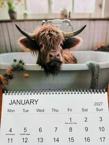 Wall Calendar Highland Cow Series 12 Beautiful Designs 2027 Monthly Planner Scheduling Display Perfect Gift For Birthdays - Multiple Styles - View 3