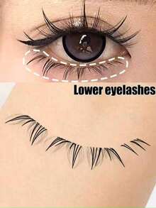 5 Pairs Transparent Stem Natural Style False Eyelashes, Japanese Anime Style Exaggerated DIY Cosplay Lower Eyelashes, Reusable, Suitable For Women And Girls, Comfortable Strip False Eyelashes - Multicolor - View 1