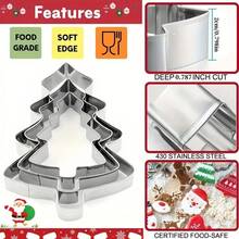 3pcs Christmas Tree Cookie Cutter Stainless Steel Cake Mold Christmas Cookie Cutter DIY Baking Christmas Mold, Perfect For Christmas Decoration, Christmas Gift - View 4