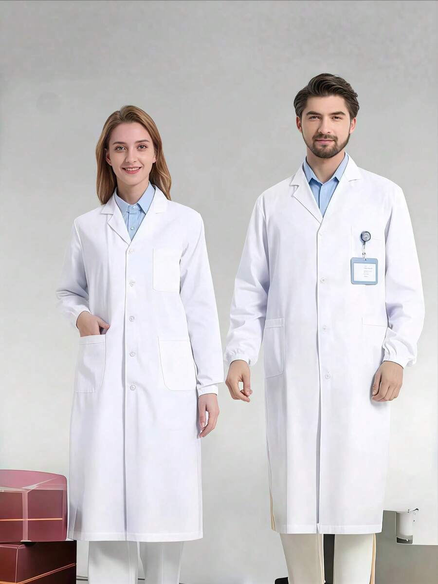 1 Set Costume Outfit, Lab Coat, Doctor Uniform, Suitable For Halloween Party Costume And Lab Workwear - White - View 1