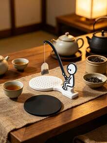 Fishing Man Tea Bag Holder, Creative Tea Bag Hanging Rack, Reusable Tea Bag Holder, Cup Rim Tea Bag Support, Tea Accessories, Suitable For Tea Lovers, Home Office Workers, Birthday Holiday Fun Gift, Tea Room Desktop Use, Tea Bag Storage Rack, Tea Bag Hook, Fun Tea Brewing Tool, Quirky Desktop Decor, Highly Attractive Afternoon Tea Atmosphere Item - Multicolor - View 7