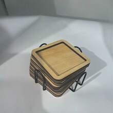 6pcs Wooden Coaster Set With Holder, Suitable For Coffee Table, Wooden Coasters For Potted Plants, Desktop Protection, Housewarming Gift, Square/Round Bamboo Coasters For Flower Pots, Beverage Tray, Desktop Potted Plant Protection - Wood Color - View 6