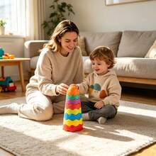 8pcs Rainbow Rotating Stacking Cups Toy, Educational Ring Stacking, Free Stacking, Develop Fine Motor Skills And Sensory Learning, Random Colors, Perfect Gift For Baby - Multicolor - View 8