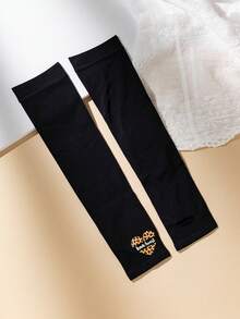 1pair Ladies Luminous Butterfly Ice Silk Sun Protection Arm Sleevesy2k - Black - View 12