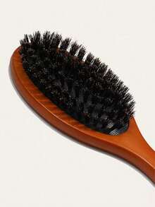 1pc Natural Bristle Brush With Ergonomic Wooden Handle, Detangling Massage Comb For Women And Men, Suitable For Thick, Curly, Frizzy, Straight And Long Hair Hair Styling Tool Kit - A - View 4