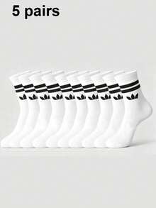 1/5/10 Pasang Kaos Kaki Olahraga Pria Bergaris Warna Polos, Kaos Kaki Pasangan, Kaos Kaki Kasual Penyerap Keringat dan Bernapas, Unisex, Cocok untuk Penggunaan Sehari-hari - MultiWarna - View 3