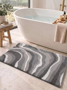 DAJIANG 1pc Bathroom Floor Mat, Multi-Color Geometric Striped Plush Bath Mat, Suitable For Kitchen, Entryway, Hallway, Bedside, Living Room, Bedroom, Machine Washable Easy To Clean, Non-Slip Back, Bedroom Bathroom Decor Rug, Bathroom Accessories Room Decor Set - Multicolor - View 6