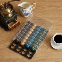 30-Capsule Capacity Coffee Capsule Holder With Drawer - Transparent Acrylic Coffee Capsule Rack With Gold Capsule Dividers, Space-Saving Modern Design For Countertop Or Under-Counter Storage, Coffee Capsule Organizer And Storage - View 5
