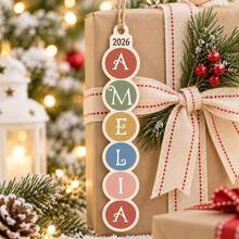 Custom Round 2-10 Letters Christmas Ornament 2026, Minimalist Holiday Christmas Tree Decoration, Personalized Initial Bag Charm, Festive Party Hanging Decor, Customized Monogram Keepsake, Customizable Name Gift For Friends, Couple, Stocking Surprise - Style D - View 6