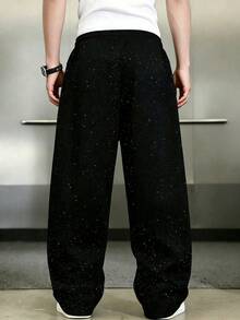 Teen Boys Streetwear Galaxy Print Wide Leg Sweatpants Relaxed Fit - Black - View 3