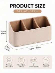 Kotak Penyimpanan Remote Control Kulit PU 3 Slot - Organizer & Tempat Remote Minimalis untuk Meja Rumah - Hitam - MultiWarna - View 2