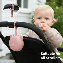 1pc Zippered Silicone Pacifier Storage Case, Stores Pacifiers, Teethers, Coins And More, Hanging Storage Bag For Baby Stroller, Baby Essential - Multicolor - View 5