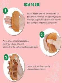 Wooden Labor Comb Gift Set, Essential For Pregnant Women, Wavy Comb, Perfect Gift For Expectant Mothers - Multicolor - View 3