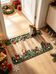 1pc Christmas Wooden Hallway Runner Rug, Corridor Long Strip Carpet, Area Rug, Mat, Home Decor, Living Room Area Rug, Living Room Home Decor, Room Decor, Washable Carpet - Multi-color a - View 5