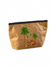 Camels Coconut Trees Cosmetic Bag, Portable Zipper Makeup Storage Pouch, Large Capacity Travel Toiletry Bag,Cute Makeup Tools Organizer, Multifunctional Storage Bag - Multicolor - View 11