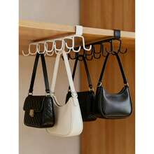 1/2 Paket Organizer Lemari Tanpa Bor dengan 6 Kait, Rak Penyimpanan Serbaguna untuk Topi, Tas, dan Sabuk, Penghemat Ruang Gantungan Lemari, Ukuran: 10,2"*8,6"*3,1" - Putih yang ditingkatkan - View 1