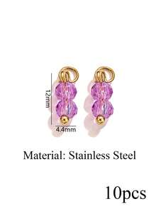 10-Piece Set Of Stainless Steel Colorful Round Bead Pendants With Open Rings-Necklace And Earring DIY Craft Jewelry Supplies - Round - View 14