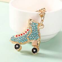 1PC Rhinestone Roller Skate Keychain, Gold Alloy Shoe Bag Charm, Key Pendant, Daily Gift - Multicolor - View 4