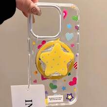 Ins Yellow Polka Dot & Star MagSafe Magnetic Phone Slouchy Stand, Telescopic Airbag Holder With Strong Suction - Multicolor - View 2