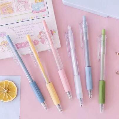 0.5mm Black Ink Neutral Pen Simple Click-Type Transparent Plastic Cute Creative Neutral Pen - Matcha Green Neutral Pen