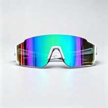 Men's Wraparound One-Piece Decor Eyewear, Colorful Coated Integrated Lens, Multi-Color Options, Fashion Accessories For Outdoor Styling - Multicolor - View 5