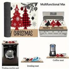 1pc 2D Christmas Absorbent Mat, Christmas Tree Pattern, Kitchen Countertop Absorbent Drying Mat, Coffee Machine Mat, Pour Over Coffee Pot Mat, Dish Drying Mat, Non-Slip Heat Resistant Kitchen Mat, Dining Table Mat, Breakfast Mat, Washing Machine Mat, Home Kitchen Dining Table Coffee Shop Bar Decor Mat, Holiday Party Housewarming Gift - Multicolor - View 7