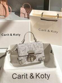 Carit & Koty 1pc Women's Handbag, PU Leather Crossbody Bag With Exquisite Metal Buckle, Suitable For Dating, Shopping And Dinner, Vacation Essential - Dark Grey - View 2