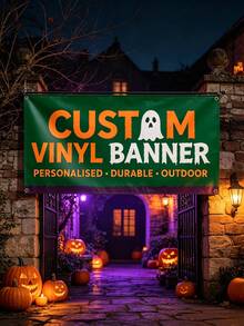 1pc Personalized Vinyl Banner, Custom Text/Logo/Image, Indoor/Outdoor Use, Custom Commercial Advertising And Birthday Banner, Waterproof Indoor/Outdoor Sign, Full Color Custom Text And Logo, Suitable For Weddings, Birthdays, Holidays And More - Multicolor - View 7
