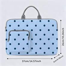 Polka Dot And Striped Pattern Laptop Bag/Briefcase - Made Of Soft Fabric, Compatible With Various Laptop And Tablet Devices; Equipped With External Zipper Pocket And Fixed Handle, Large Capacity Storage, Balancing Protection And Portability, Suitable For Work, Study And Travel, Essential For Daily Commute - Grey - View 13