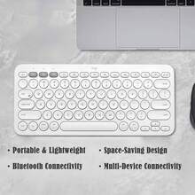 Logitech K380 Bluetooth Wireless Keyboard, Efficient Office Work Anywhere, Multi-Device One-Click Switching, Ultra-Thin Portable, Compatible With IPad, Tablet, Laptop, Phone - View 3