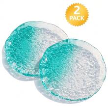 2pcs Gradient Glass Coasters, Transparent Asymmetrical Round Coasters With Ice Crack Pattern, Multi-Functional Coasters, Decorative Coasters, Suitable For Various Cups And Kitchen Countertops, Perfect Gift Choice - Multicolor - View 12