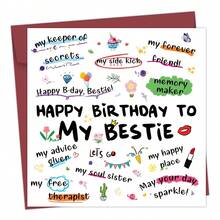 1pc Funny Birthday Greeting Card For Bestie - Happy Birthday Card For Soul Sister, Celebration Wishes For A Special Friend - Best Friend Birthday Card, Includes Envelope - A - View 6