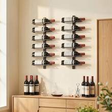 HOMCOM Portabottiglie da Parete per 6 Bottiglie, Portabottiglie in Acciaio a 6 Livelli, Porta Vino per Cucina, Sala da Pranzo, Bar, Cantina, Nero - Visualizzare 6