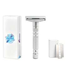 Men's Classic Safety Razor, With 10pcs Double Edge Manual Shaving Razor, Wet Shave Grooming Tool For Men, Black Or Silver Color Option - Multi-color - View 7