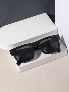 1 PC Men's Square Fashion Glasses Solid Color Lightweight Frame PC Material Casual Business Style For Driving Commuting Outfit With Glasses Box - Multicolor - View 6