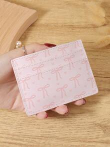 Fashionable Women's Bow Printed Short Wallet With Large Capacity For Card Storage, Coin And Credit Card Storage, Perfect For Outdoor Use - Pink - View 9