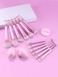 Pink Makeup Tool,Loose Powder Brush Blush Brush Foundation Brush Eyeshadow Brush Blending Brush Contour Brush , White Powder Puff - Pink - View 2