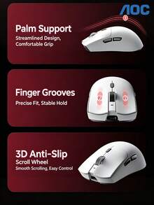 GM230 Tri-Mode Gaming Mouse, Multiple Colors Available, Wireless Bluetooth Lightweight Desktop & Laptop Gaming Mouse, AOC GM230 Red, Tri-Mode Gaming Mouse - View 5