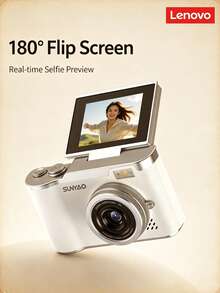 Lenovo Kamera Digital Retro Putih Mutiara | 48MP + Perekaman 4K HD, Lampu Pengisi Terintegrasi + Layar Lipat Selfie, Abadikan Suasana Menakjubkan dalam Foto Anda - View 8