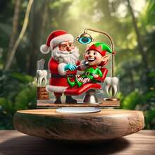 1pc Christmas Rotating Carousel Desktop Decoration Multifunctional 2D Acrylic Plaque Winter Christmas Home Dorm Office Supplies Party Gift - 1PC - View 5