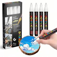 Flysea Classic Push-Button POSCCA Marker, New ZX-1804 Color Series Solid Color 4pcs/Box, Suitable For Holiday/Christmas/New Year Marking, Applicable To Most Surfaces, Acrylic Marker 12/24 Colors, Vibrant Colors And Smooth Writing, Excellent Performance, Cost-Effective, High-Performance Back To School Marker - Sets - View 4