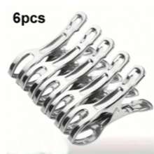 1/6/10pcs Stainless Steel Windproof Clothes Clips, Stainless Steel Open Clips, Multi-Functional Spring Clips For Home Bedding Drying, Outdoor Windproof Drying Clips - Windproof - View 14