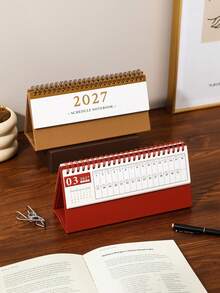 1pc 2027 MIni Desk Calendar, Simple Aesthetic Horizontal Desktop Calendar, Monthly Planner, For Notes, Habit Tracking, Daily Planning, To-Do Lists - Calendar - View 9