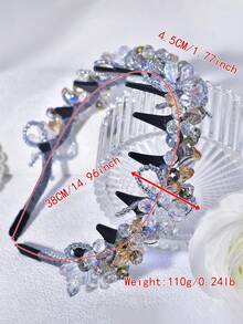 1件裝幻彩水晶髮箍 時尚新娘髮飾 適用婚禮、派對、休閒外出、約會，女性髮飾 - 淺藍灰 - 查看 6