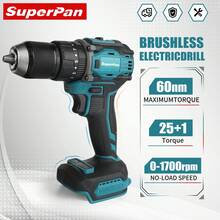 SuperPan High Power Brushless Lithium-Ion Drill 25+1 Torque Settings Dual Speed Adjustable Home Assembly/Metal Drilling/Wood Boring Multi-Function Rechargeable Hand Drill (Bare Tool - Battery Not Included) - Blue - View 2