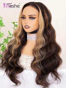 Tinashe Balayage 挑染棕色 6x5 蕾絲封口假髮，雙層抽髮大波浪，100% 真人髮，無膠透明蕾絲假髮，穿戴即用，免膠，預剪預漂髮結，耳到耳形，自然黑，沙龍品質，適合初學者 - S2/30/27 - 查看 7